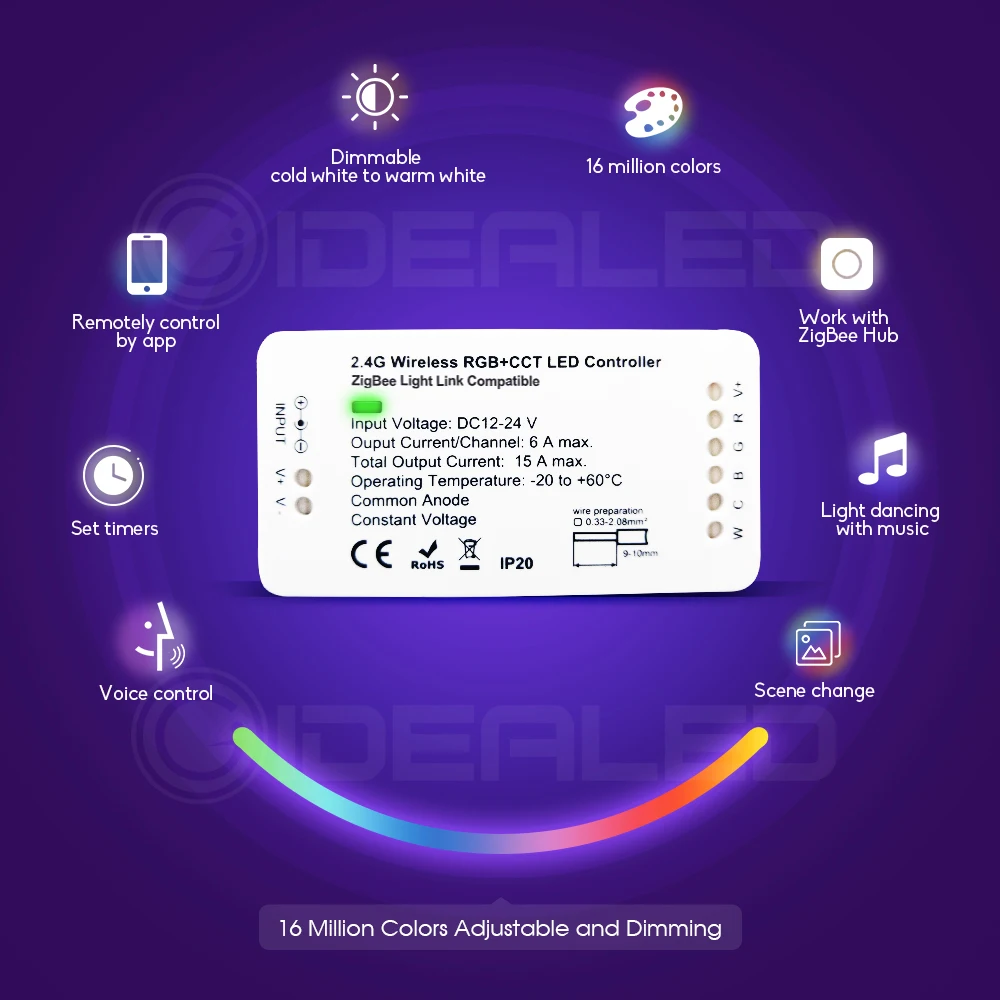 RGB + wtc dom inteligentny zigbee listwy świetlne LED RGBWW 12V RGB + zimny biały + ciepły biały zmiana koloru wodoodporny 6 drutu w pełnym kolorze