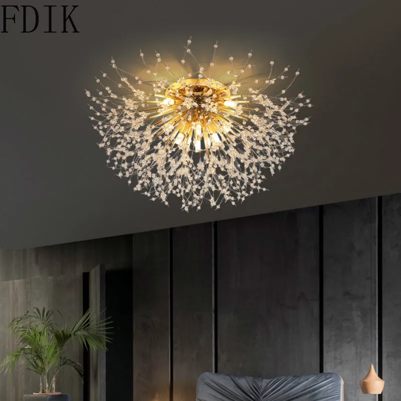 Dandelion Crystal Ceiling Lamp  Modern Led Luxury Light Nordic Loft Decor Interior Lighting for Living Room Bedroom 2020 New