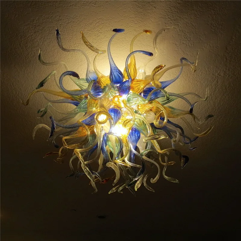 

Blown Glass Chandelier Modern Art Glass Lighting Amber Cobalt Teal White Colored Chandelier