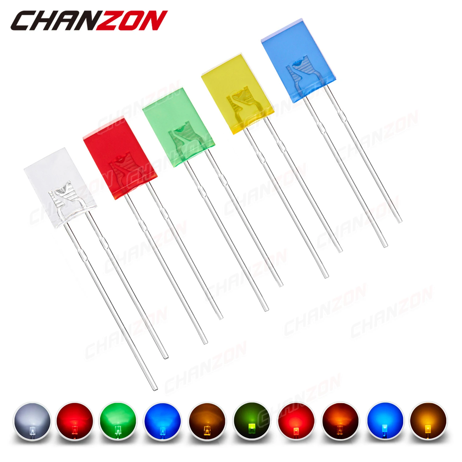 100szt 2x5x7 mm Kwadratowa dioda LED Biały Czerwony Zielony Niebieski Żółty Pomarańczowy 2x5x7mm Prostokątny Przezroczysty Rozproszony DIY Światła emitujące lampę