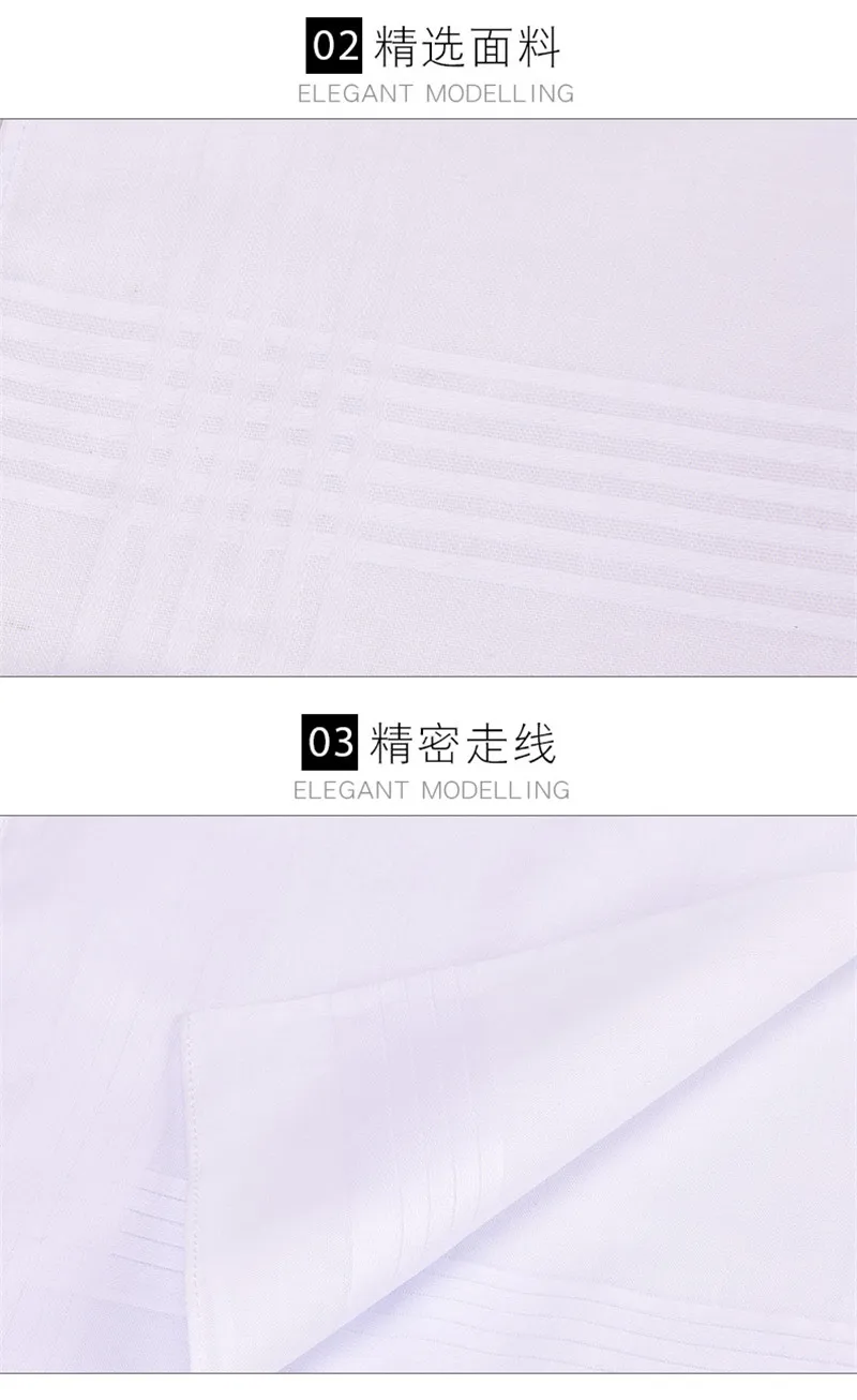 3 Stücke Männer Frauen 100% Baumwolle Taschentücher Weiße Farbe Klassische Taschentücher Jacquard Gestreiften Einstecktuch Handtuch DIY Malerei – Detail 3