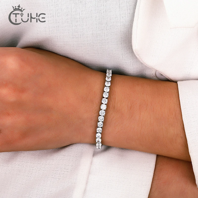 6,5 дюймов классический 4 мм роскошный фианит теннисные браслеты для женщин Iced Out цепь Свадебный браслет старый серебряный цвет для подарков 6,5 дюймов классический 4 мм роскошный фианит теннисные браслеты для женщин Iced Out цепь Свадебный браслет старый серебряный цвет для подарков