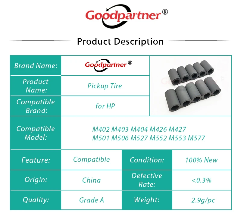 20X RM2-0062-000 RM2-5452-000 RM2-5741-000 Opona rolki odbiorczej do HP M402 M403 M404 M426 M427 M501 M506 M527 M552 M553 M577