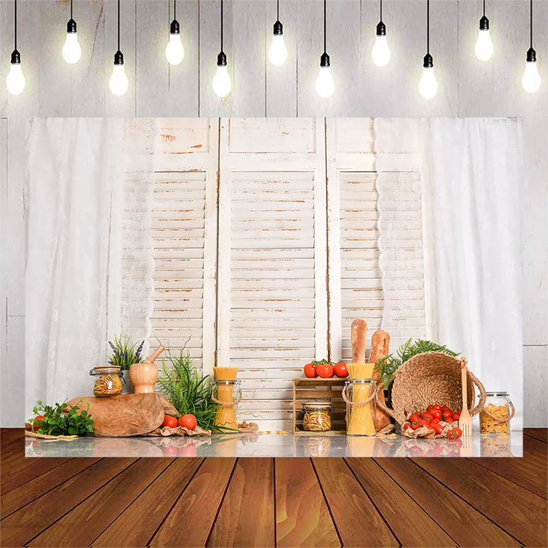 Newborn Kitchen Photography Background Wooden Door Backdrop Baby Shower Children Portrait Party Decorative Props Photo Studio