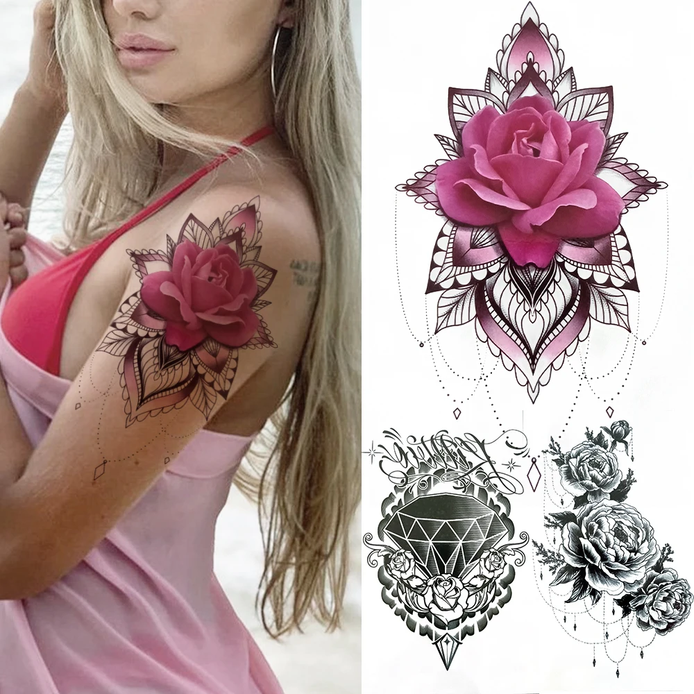 Rose Henna Flower T…