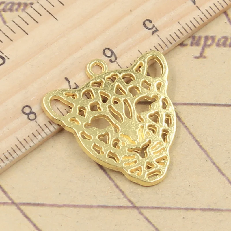 10pcs Charms Hollow Leopard Head 28x26mm Tibetan Bronze Silver Color Pendants Antique Jewelry Making DIY Handmade Craft Pendant