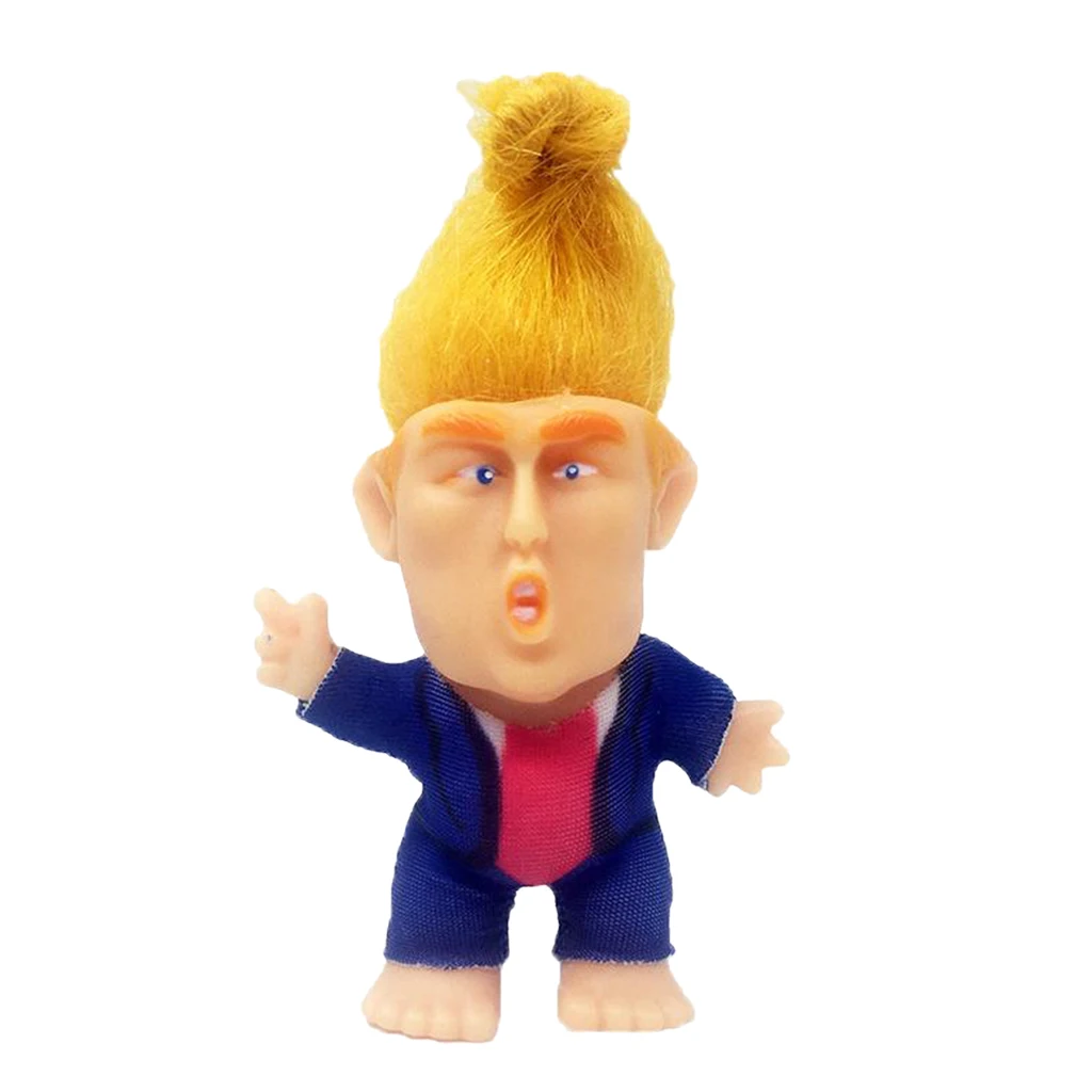 2.36'' President Donald Trump 2020  Collect Modle Long Hair Troll Doll Mini Action Figures Funny Toys for Adults Kids