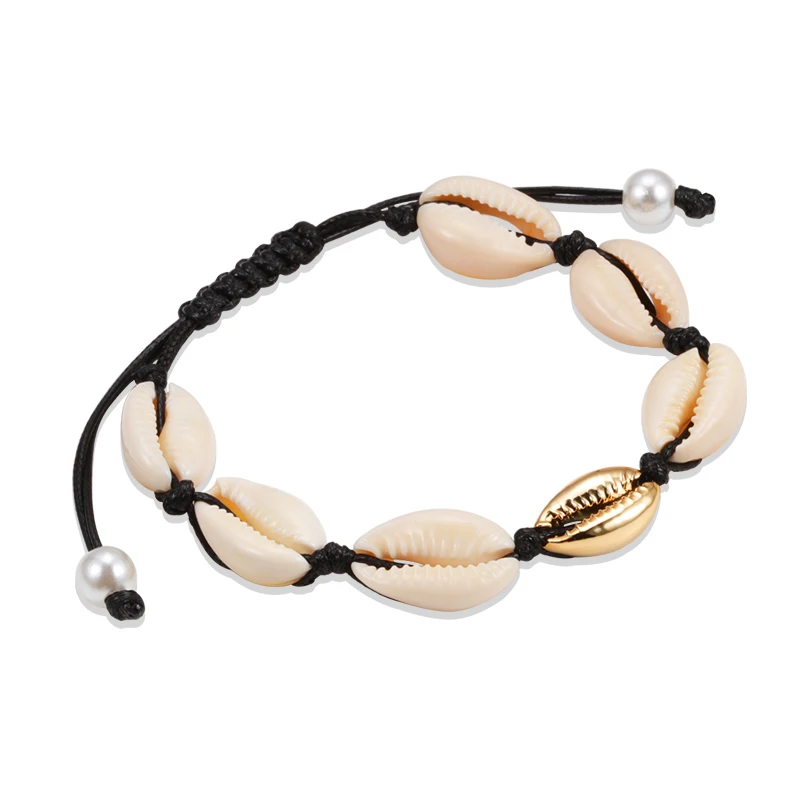 Hot Sell Handmade Shell Bracelet Boho Beach Natural Seashell Conch Beads Bracelets Women Jewelry Charm Cowrie Adjustable Bangles