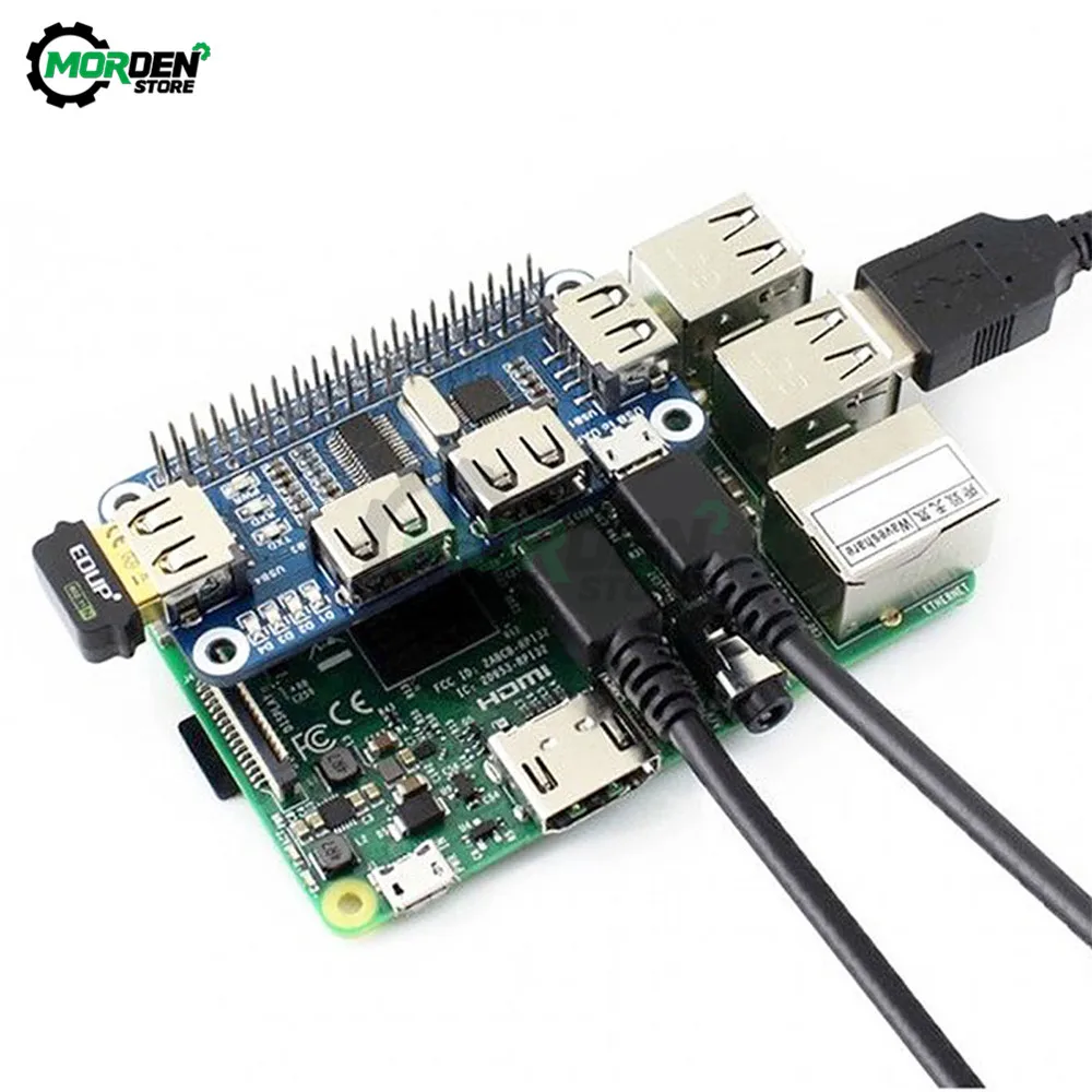 4 Ports USB HUB HAT For Raspberry Pi 3 / 2 / Zero W Extension Board USB To UART For Serial Debugging Compatible With USB2.0/1.0