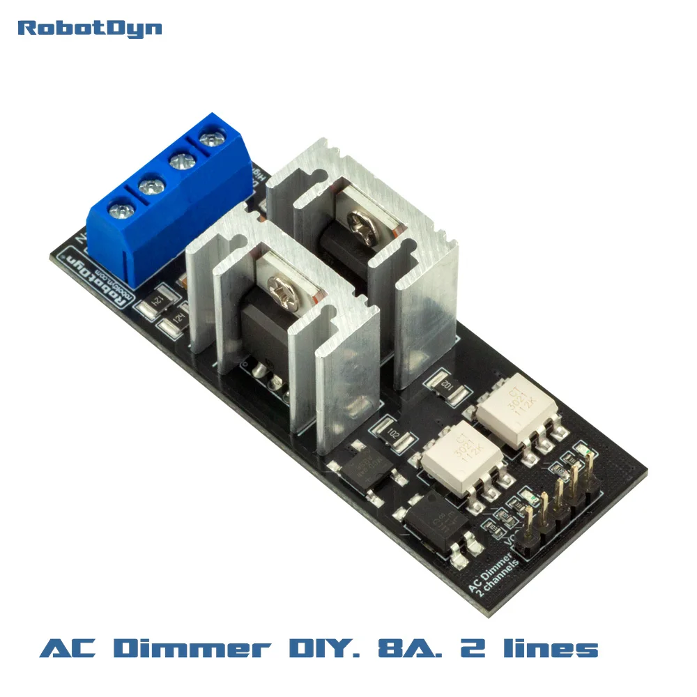 DIN rail Dimmer Module, 2 Channels, 3.3V/5V logic, AC 8A/300V per channel