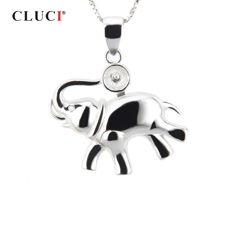 CLUCI Silver 925 Charms Pendant Elephant Shaped Jewelry for Women 925 Sterling Silver Pearl Pendant Mounting Jewelry SP029SB