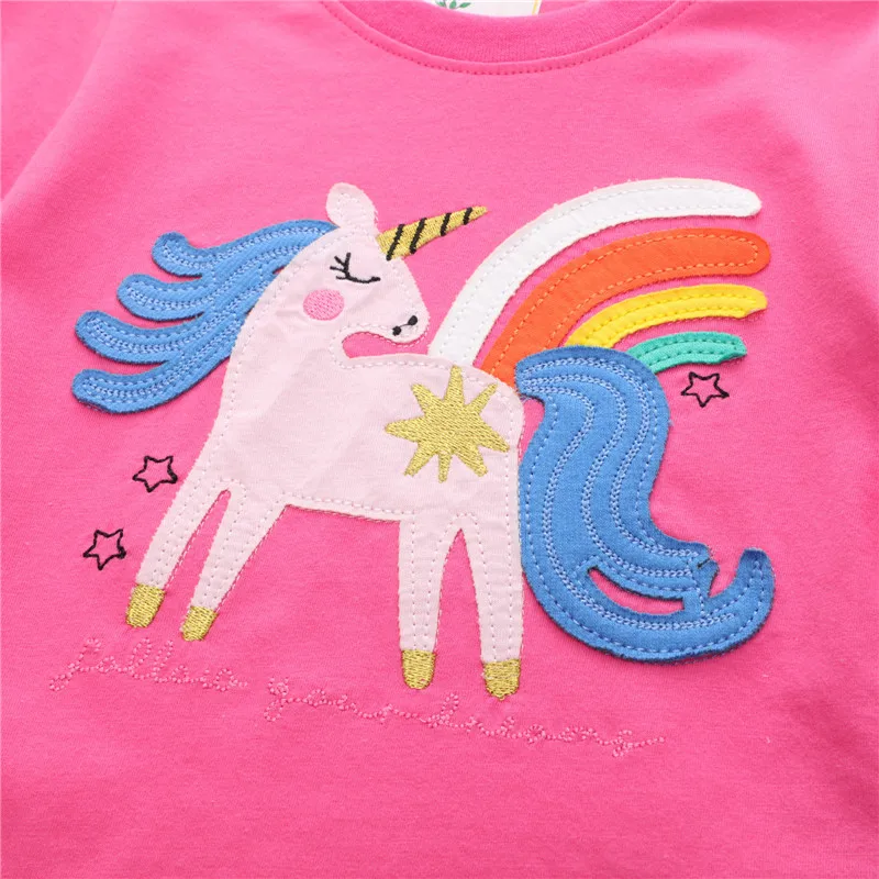 Springen Meter Dieren Borduren Meisjes Tees Katoen Zomer Kinderen T-shirts Mode Kinderen Tops Korte Mouwen Kleding Peuter