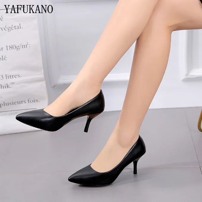 Professional Single Shoes Simple Comfort Work Shoes Black High Heels Formal Wear Leather Shoes Sexy Small Size Women\'s Shoes 32