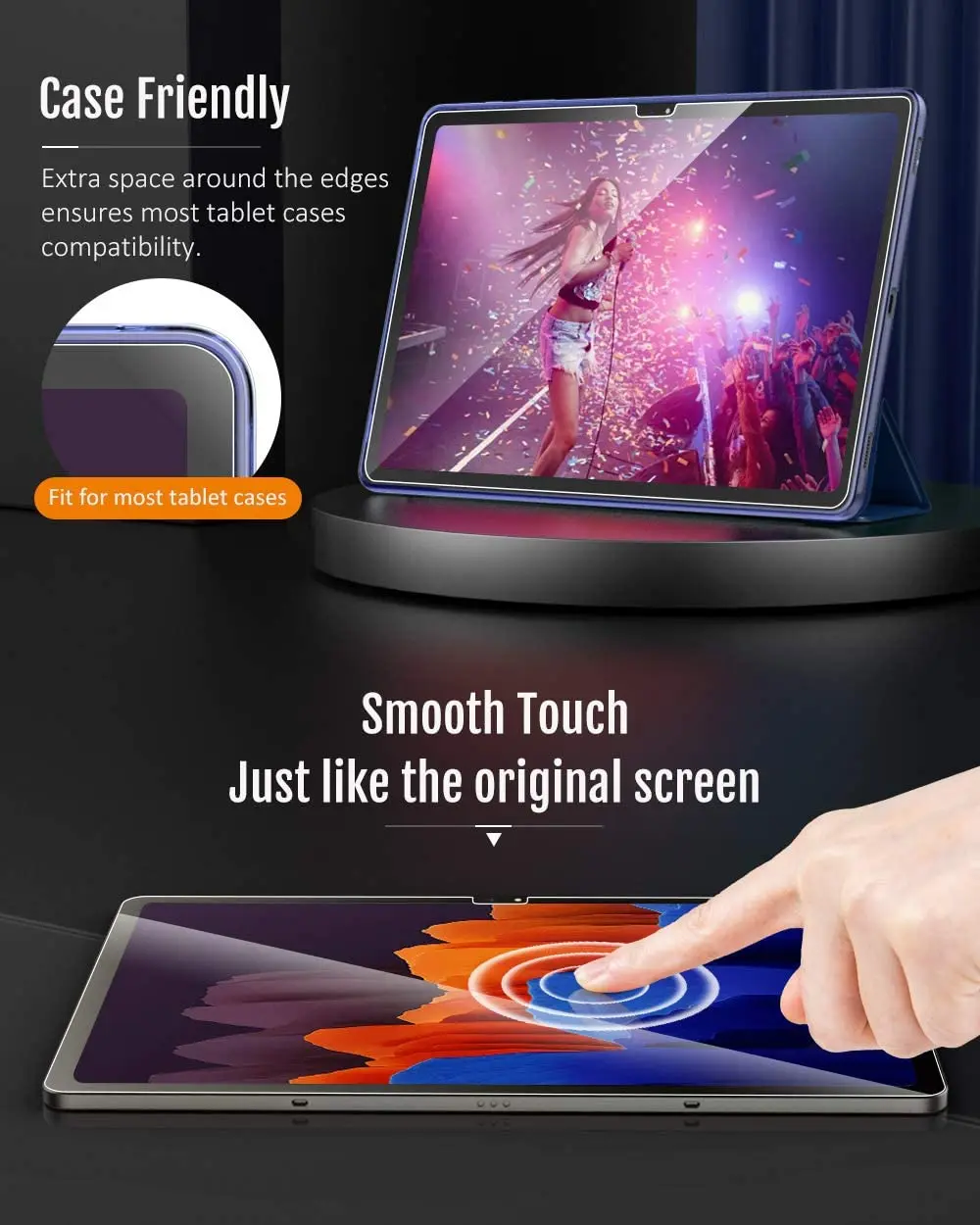 2Pcs Tablet Tempered Glass for Samsung Galaxy Tab S7 T870 T875 Full Screen Protector Cover Coverage Anti-Scratch Screen