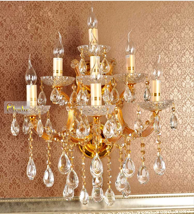 

Maria Theresa Crystal Wall Light Lighting Modern Wall Lamp Chrome Sconce Bedside Wall Lighting 7 Head +Free shipping!