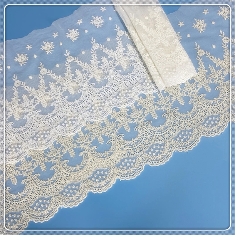 Size 1 white apricot lace lace 25 cm wide cotton embroidery sewing supplies lace decoration dress DIY clothing curtain accessori