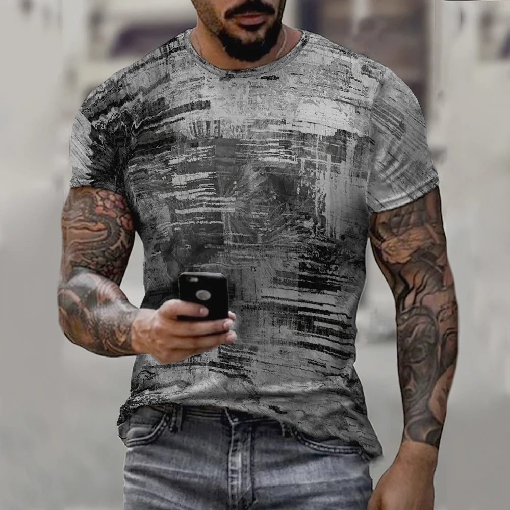 2023 Fashion Men\'s Oversized T-Shirt Summer Short-Sleeve 3D Creativity Printed Sports Fitness Shirt Breathable Streetwear