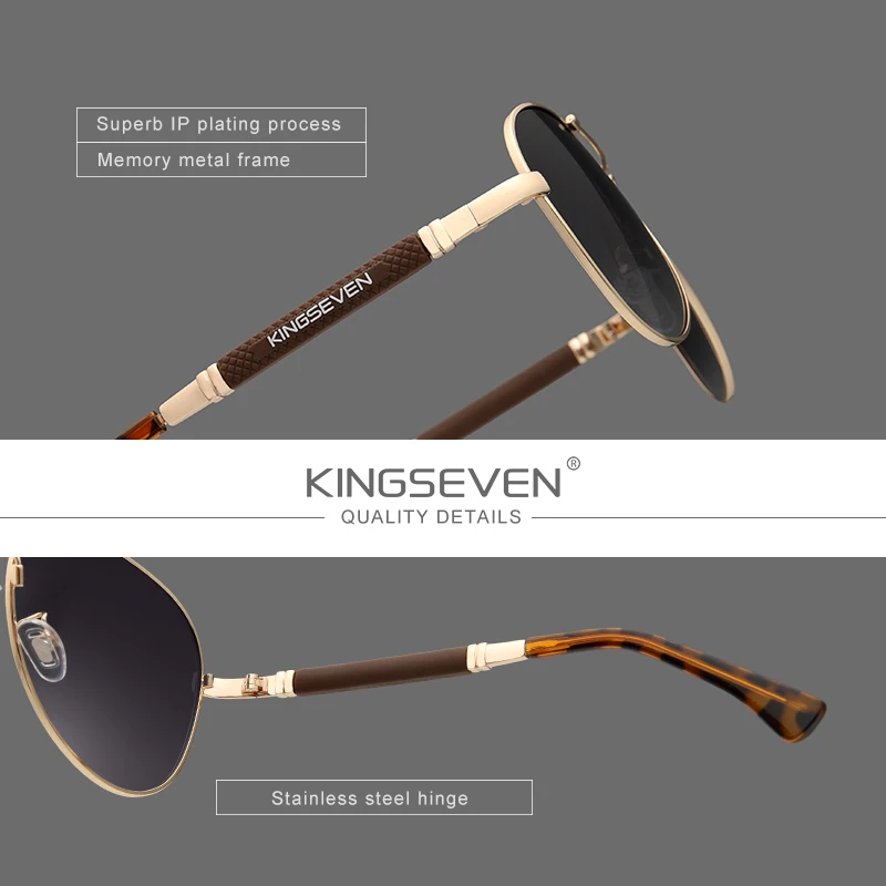 KINGSEVEN-gafas de sol polarizadas para hombre y mujer, lentes de aleación de titanio de alta calidad, con espejo de piloto, 2024