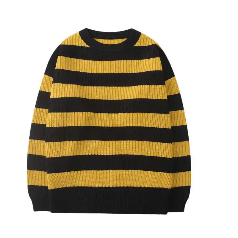 Vintage knitted sweater men\'s Harajuku casual cotton Pullover Tate Langdon sweater same striped couple top autumn 2021