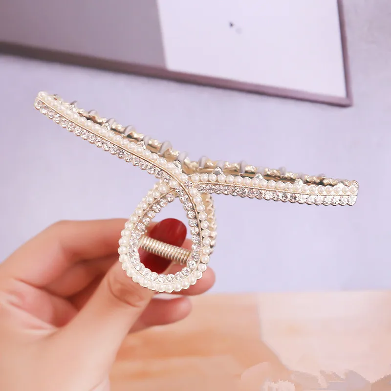 New Fashion  Exquisite Luxury Metal Alloy Pearl Rhinestones Hairpin Barrette for Women Girl Accessories Headwear