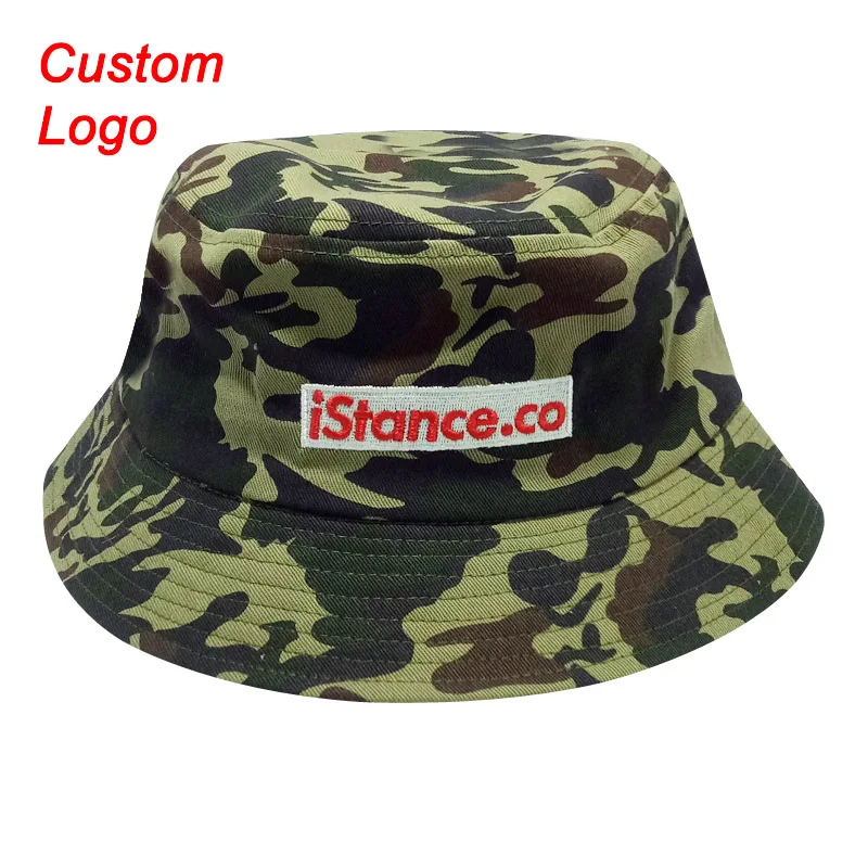 Customize Logo Fishing Cap Camo Fabric Fisherman Farmer Travel Sun Visor Pure Cotton OEM Color Fashional Custom Bucket Hat