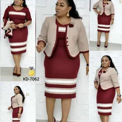 2 Piece Set African Dresses For Women Jacket Tops And Dress 2023 New Arrival Elegant Design Office Lady Suit African Clothes