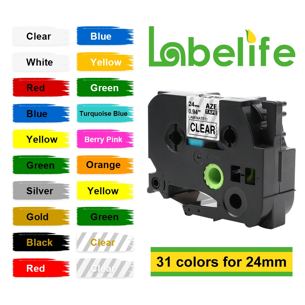 Labelife TZe-251 Laminated Tape Compatible for Brother Label Tape 24mm Black on White 451 551 651 151 Printer Ribbon for PT-D600