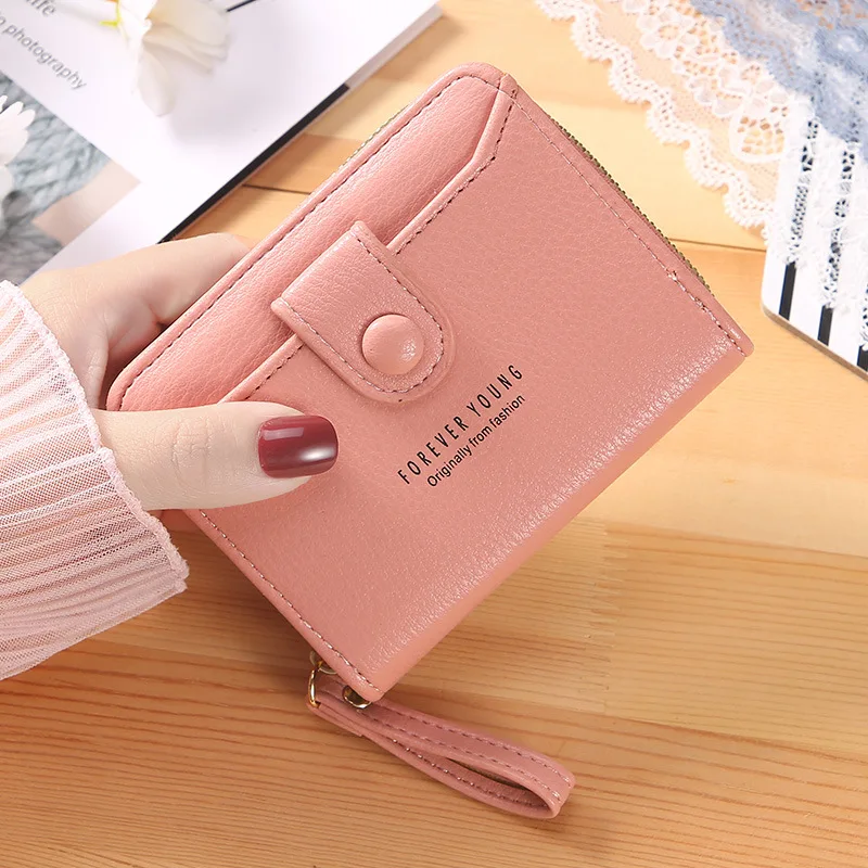 

Women's Short Multiple Card Slots Wallets PU Leather Zipper Hasp Folded Coin Purses Photo Holder Female Ladies Casual Clutch