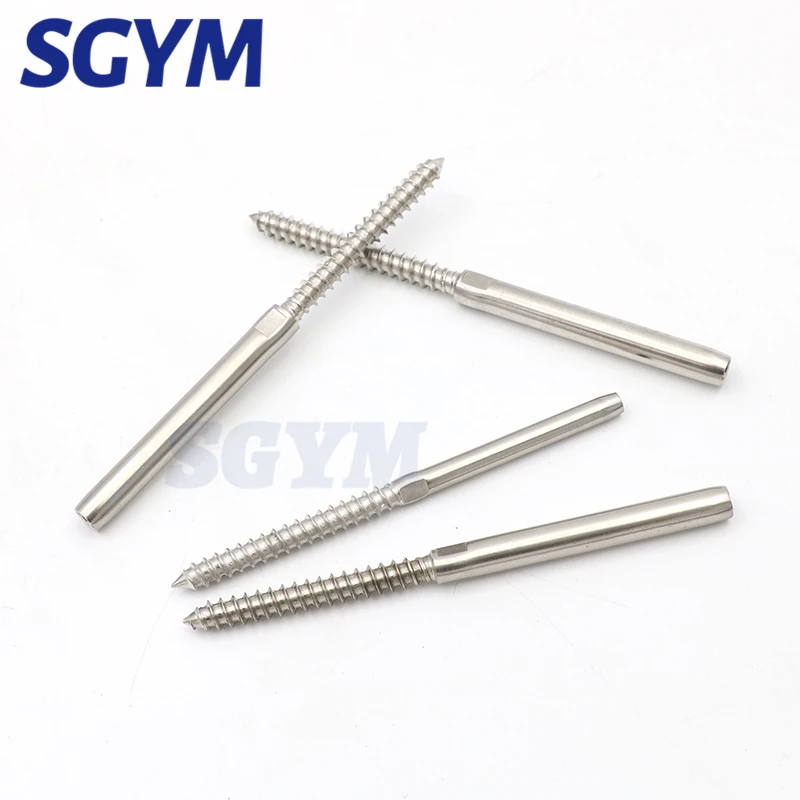 10/20/30/50pcs Swage Lag Screws Left & Right for 1/8 3/16\'\' Cable Railing Stair Deck Wood Post Balusters Decking Hardware
