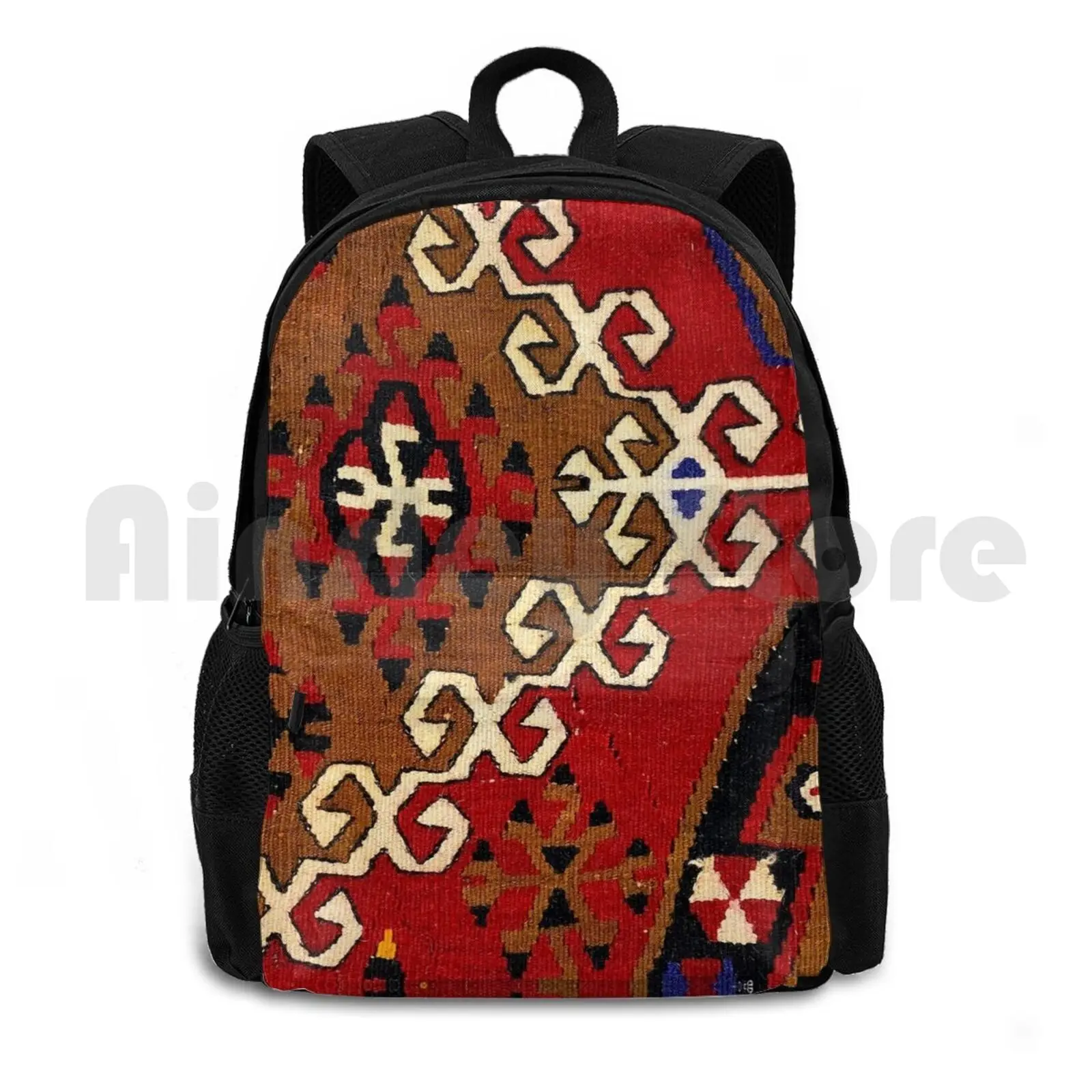 

Vintage Kilim , Navajo Weave , Woven Textile , Persian Carpet , Home Decor Outdoor Hiking Backpack Riding Climbing Sports Bag