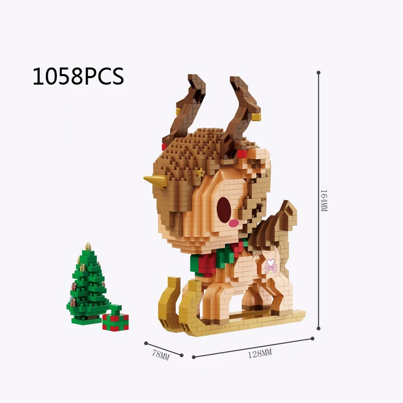 Funny Fabulous Creature Christmas Unicorn Building Brick Micro Diamond Block Xmas Gifts Horse Nanobricks Educational Toys