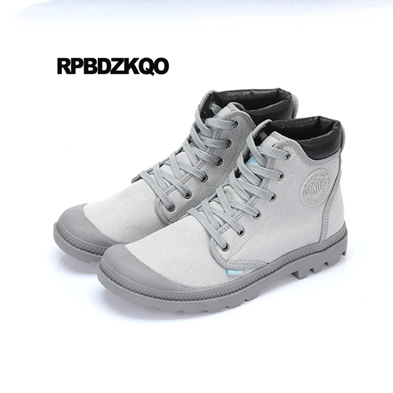 Outdoor Tactical Combat Booties Plus Size Casual Denim Boots Rubber Sole High Top Canvas Shoes Men High Top Green Sneakers