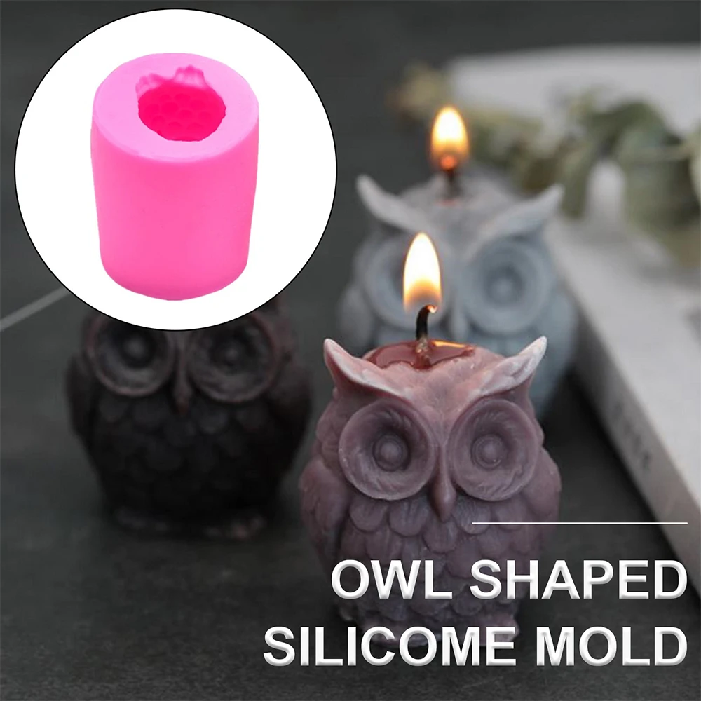 1PC 3D Owl Silicone Candle Mold DIY Handmade Resin Mold for DIY Candle Handmade Craft Making Plaster Wax Candle Owl Shape  Mould