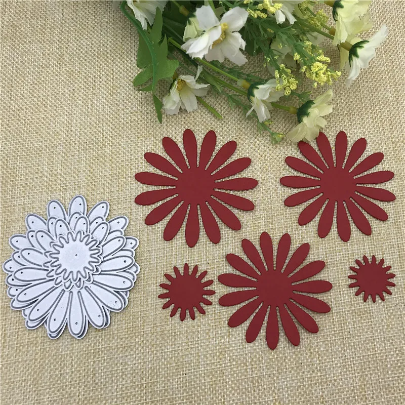 5 Pcs Craft Dies FlowerMetal Cutting die keychain shaker Heart Paper Key Chain Scrapbook Paper Craft Card Punch Art Knife Cutter