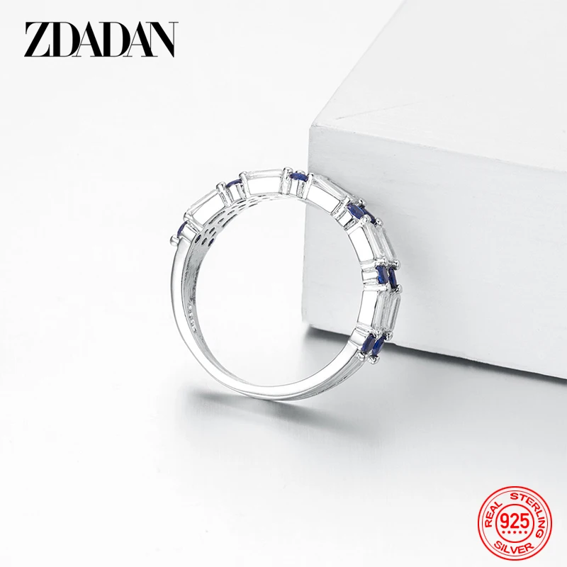 ZDADAN 925 Sterling Silver Three Layers Zircon Rings For Women Fashion Wedding Jewelry