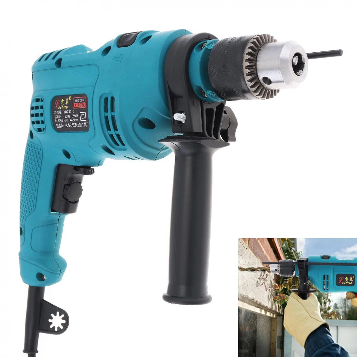 

220V 550W Handheld Electric Pistol Drill with Dual Use Variable Speed Switch and 13mm Drill Chuck for Handling Screws Polishing