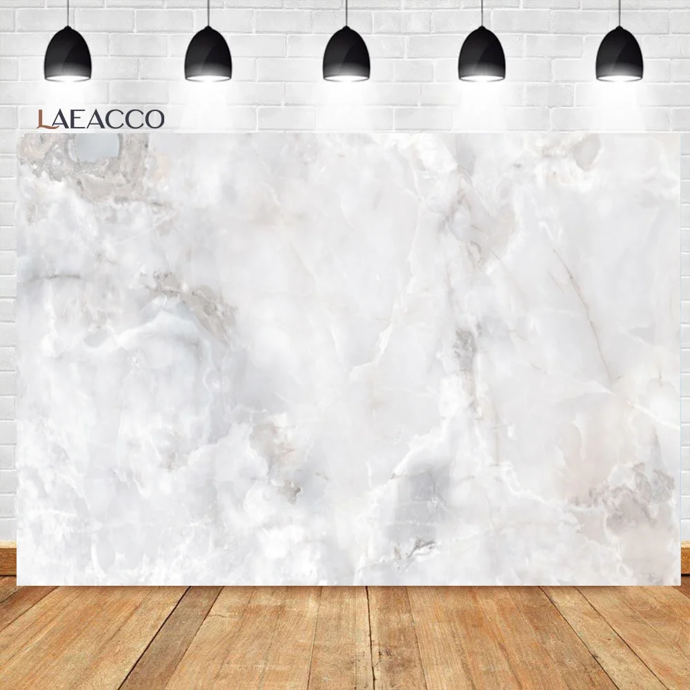 Laeacco White Solid Color Gradient Marble Texture Surface Of Wall Stone Baby Customized Poster Portrait Photography Backdrops