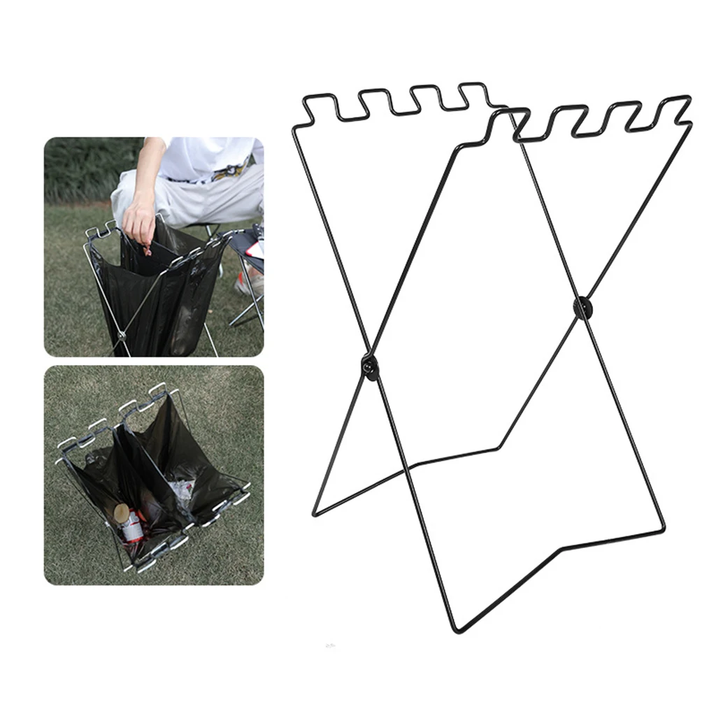 Foldable Trash Bag Holder Stand Camping Portable Waste Sorting Bin Rack Garbage Hanging Rack Storage Bathroom