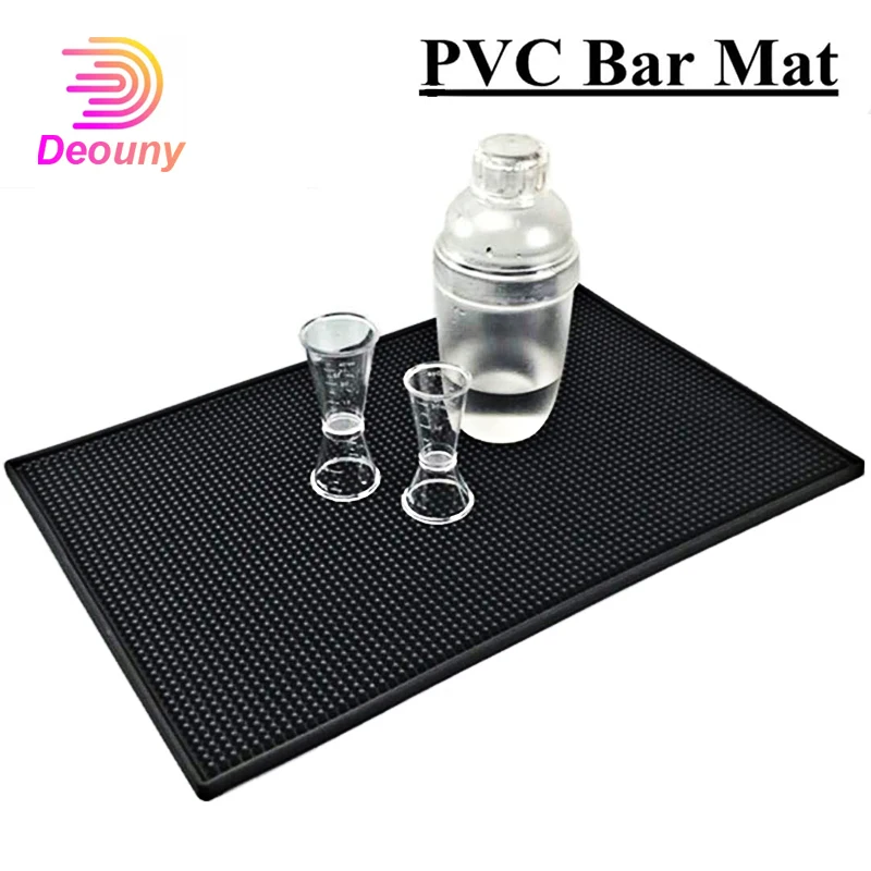 

Non-Slip Bar Rubber Black Mat, PVC Pad Coaster, Kitchen Placemat, Rectangle Mat, Cup Mug, Cocktail, Whiskey, Bar Accessories