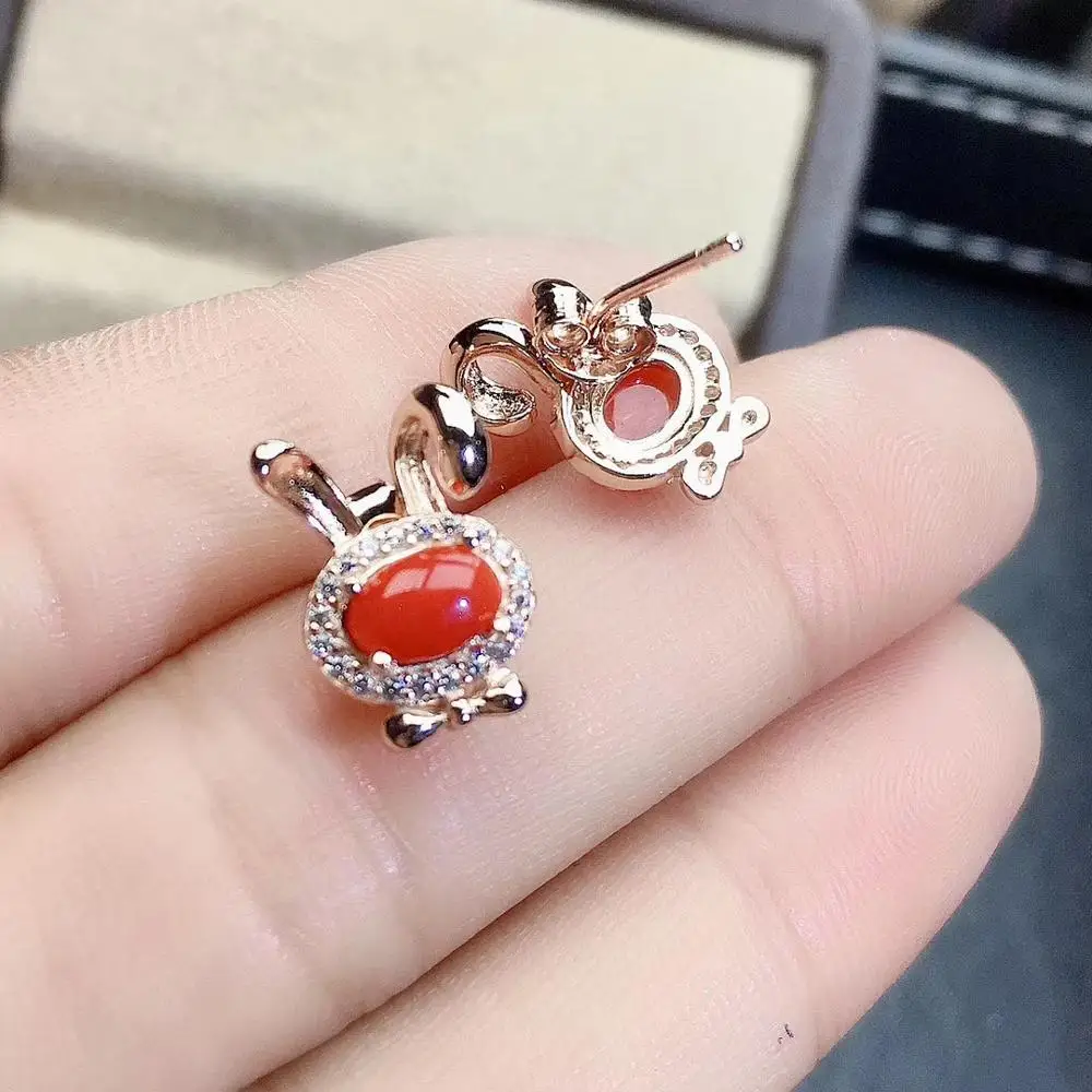 KJJEAXCMY fine jewelry natural red coral 925 sterling silver women earrings new Ear Studs support test fashion