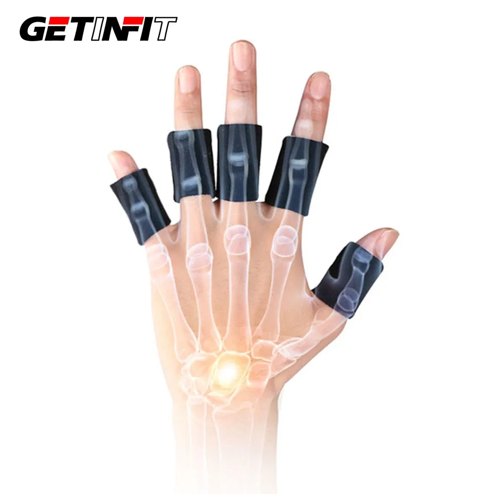 Getinfit 10 PCS Finger Sleeves Elastic Basketball Fingers Protector Guard Stretchy Volleyball Gym finger sleeve Wrist Support