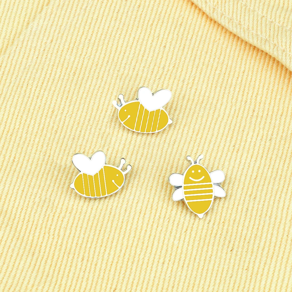 3Pcs/set Enamel Cute Honeybee Cartoon Brooch Denim Jacket Clothing Pin Buckle Shirt Badge Animal Brooches Jewelry Gift for Kids