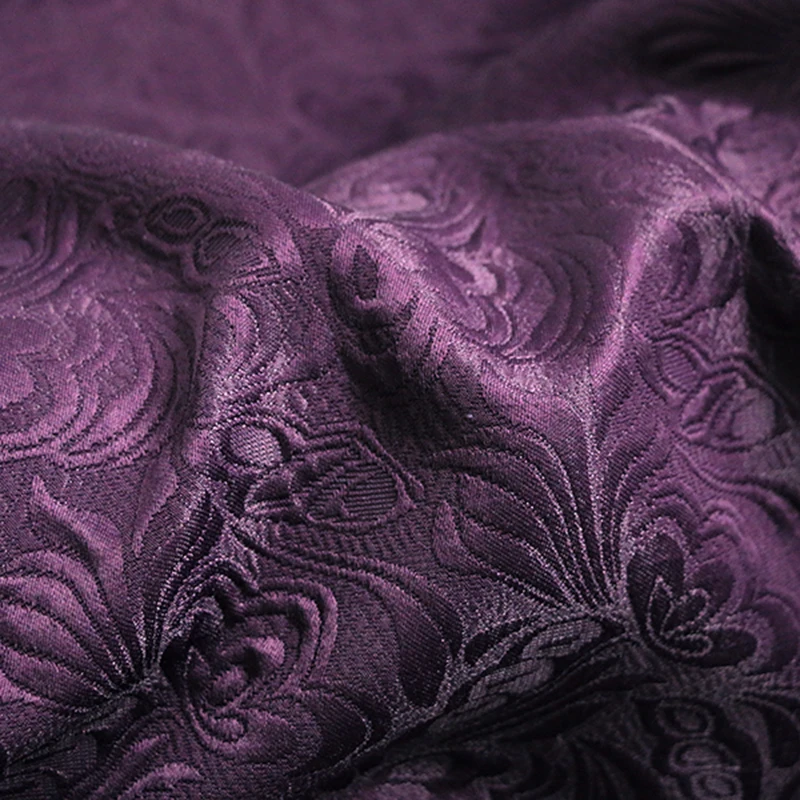 100cm*145cm Ethnic Butterfly Embossed Material Thick Cotton Blended Men Suit Fabric Purple