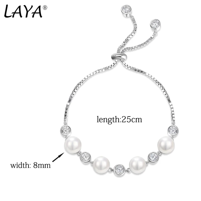 Imagem -05 - Laya Natureza Pérola Pulseira para Mulher Pura 925 Prata Esterlina Brilhante Branco Zircônia Cúbica Elegante Jóias Finas 2023 Tendência