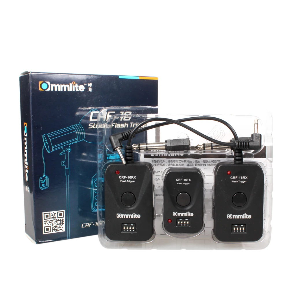 Commlite Wireless 16-Channel Radio Flash Trigger Kit for Strobes 1 Transmitter 2 Receiver for All Cameras and Studio Flashes