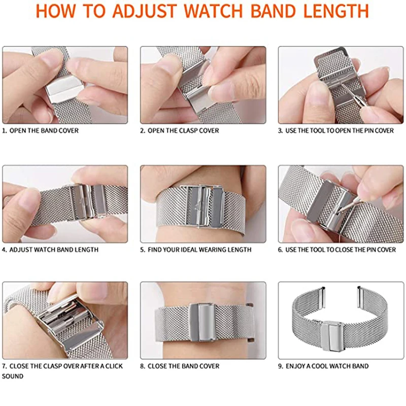 20mm 22mm Strap For Samsung galaxy watch 3 active 2 40 44mm Gear S2 S3 Metal Band huami amazfit gtr bip Huawei GT 2 42 bracelet