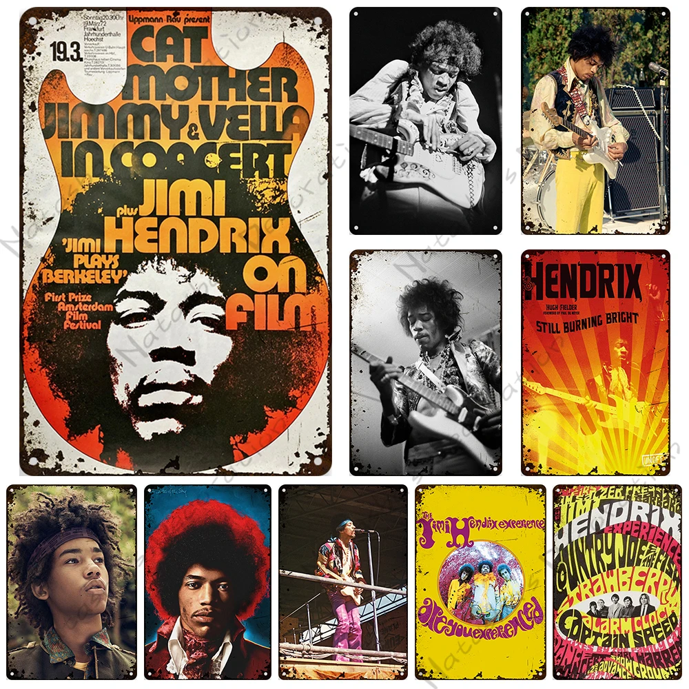 Jimi Hendrix Metal Poster Vintage Music Sign Bar Garage Cafe Restaurant Wall Decor Home Vintage Metal Tin Sign Industrial Decor