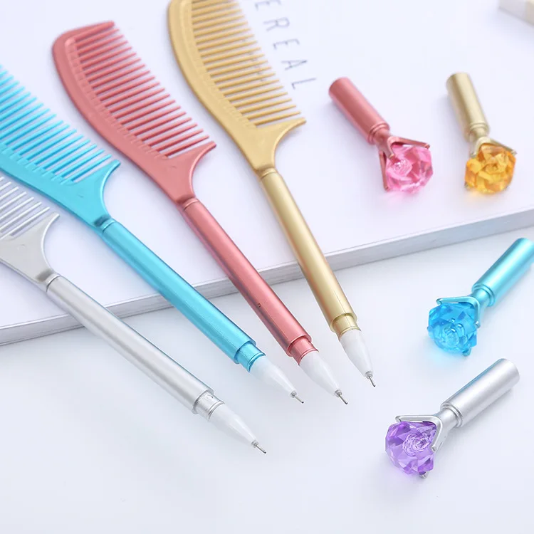 1 piece Diamond comb modeling gel pen, lovely stationery, student fountain pen, office supplies signature pen. Random color