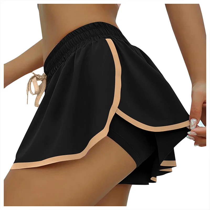 

Fashion Culottes Workout Pants Golf Mini Bottom Dance Skirt Printed Drawstring Pantskirt Anti-emptied Butterfly Short Pants 2021