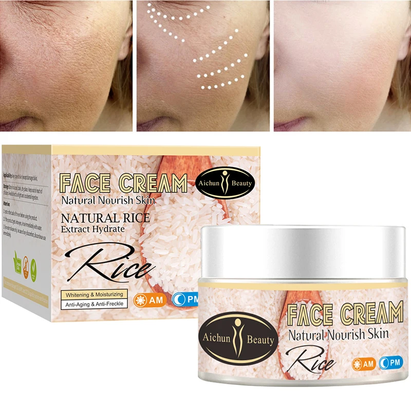 Rice Face Cream For Dry Skin Care Whitening Snail Essence Brighten Collagen Anti-Aging Against Acne Wrinkle Creams Korean